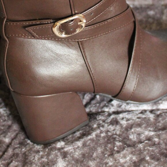 Kelly & Katie Brown Ankle Boots with Gold Side Buckle - Picture 8 of 16